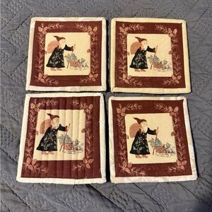 Set of Four Santa Claus Quilted Coasters